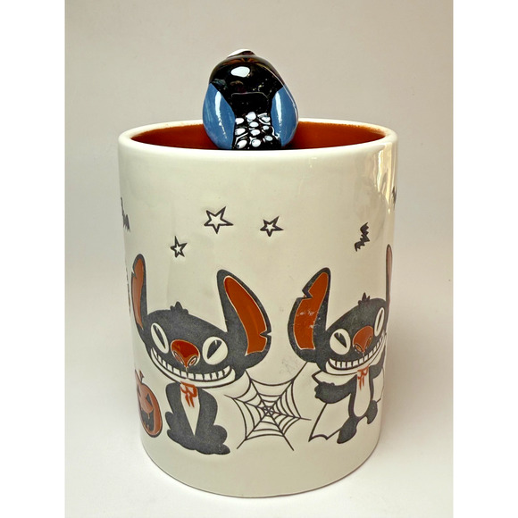 XL Disney Lilo & Stitch Halloween Peeking Coffee Mug Cup Pumpkins Mummy Zrike - Picture 3 of 6